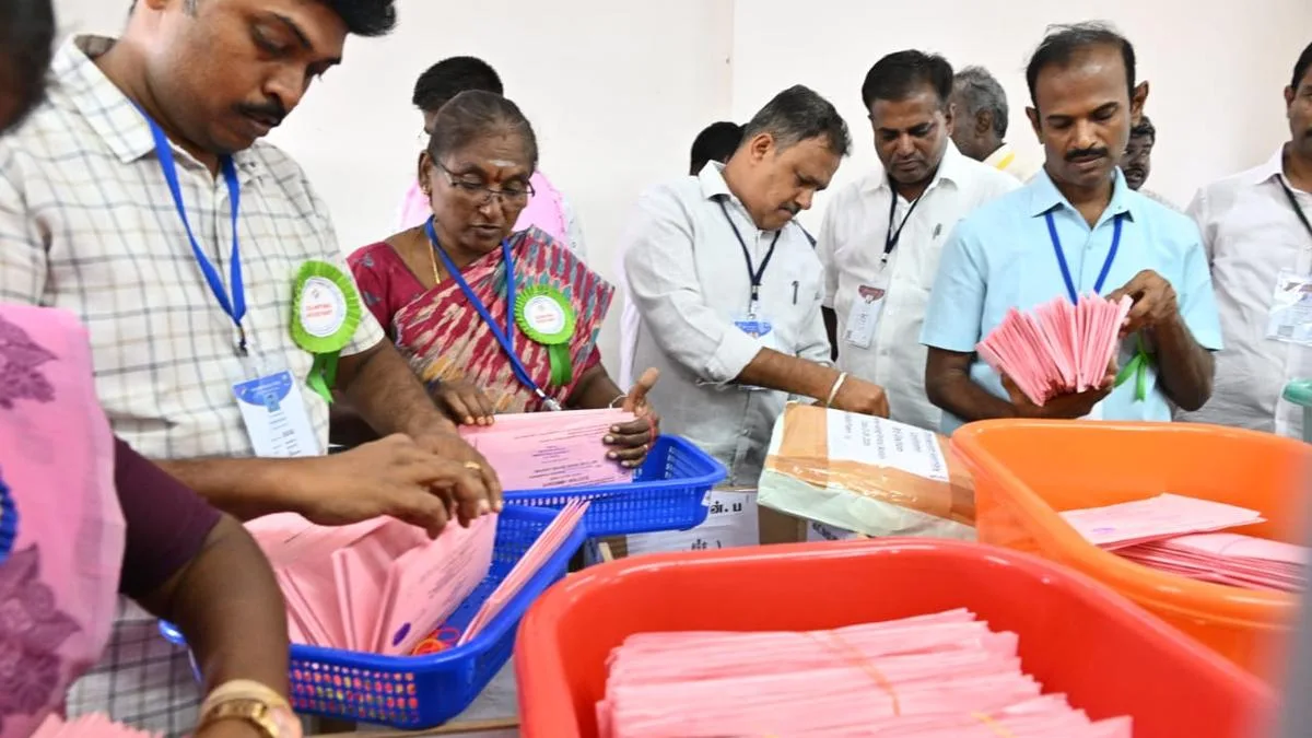 Tamil Nadu Bypolls: TVK Leads in Dharapuram Amid Counting