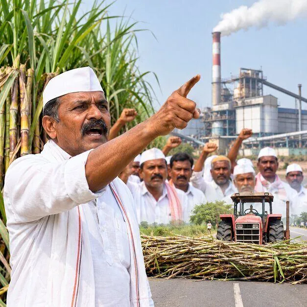 Protests Led by Raju Shetti Halt Sugarcane Transport in Maharashtra