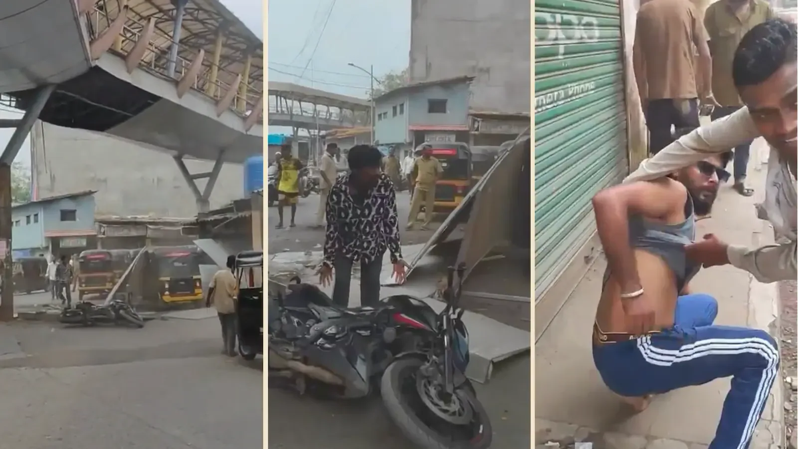 उल्हासनगरच्या स्कायवॉकवरून लोखंडी चादर कोसळली, दोन जण जखमी